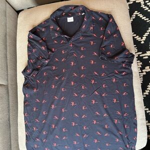 Men's Navy Blue Flamingo Print Shirt